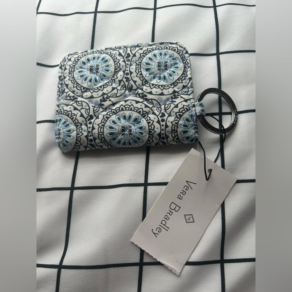 Vera Bradley Floral Keychain Wallet in Blue and White